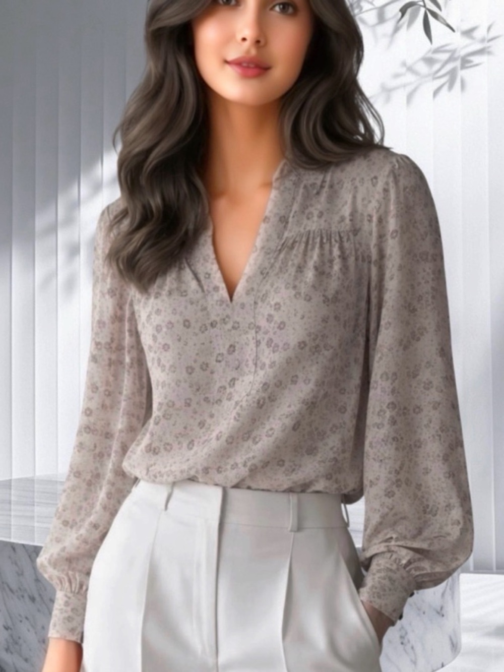 Frame Beige Patterned Blouse